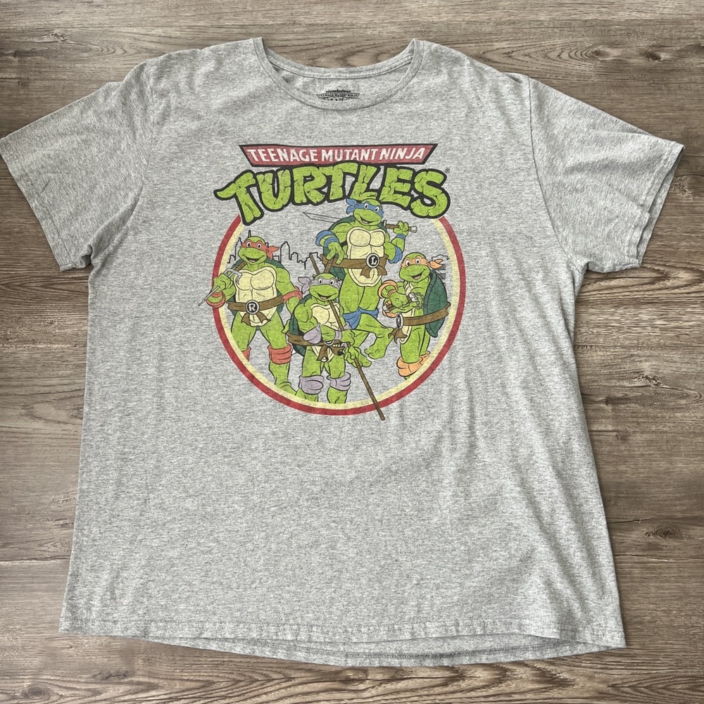 Teenage Mutant Ninja Turtles Graphic T Shirt Mens XL Gray Short Sleeve Millenial